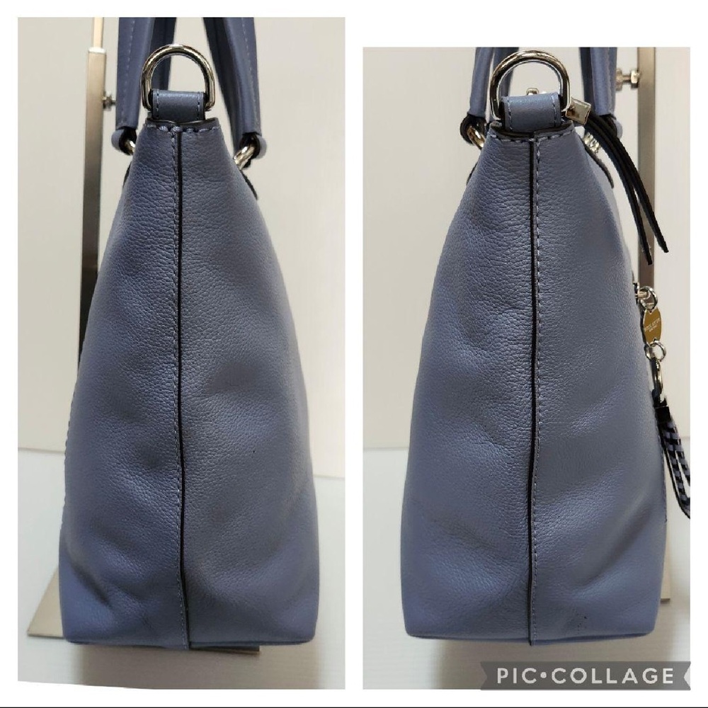 Henri Bendel Blue Leather 2-Way Mini Crossbody Tote Bag - Picture 7 of 11